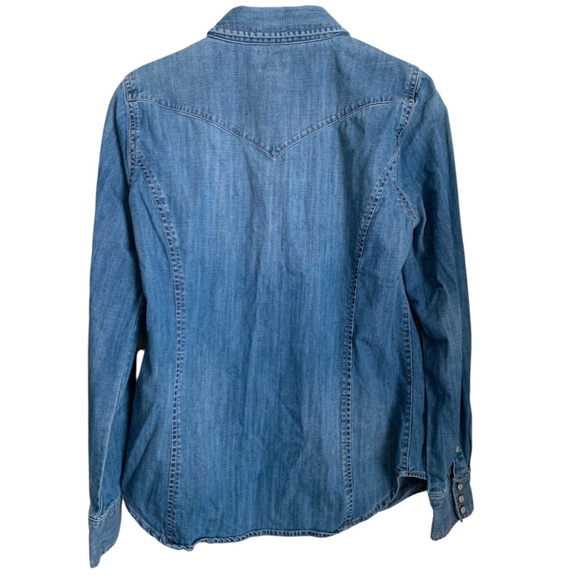 JCrew Women's Denim Shirt Sz Small Pearl Snap Button Long Sleeve J. Crew Jean - Picture 4 of 6